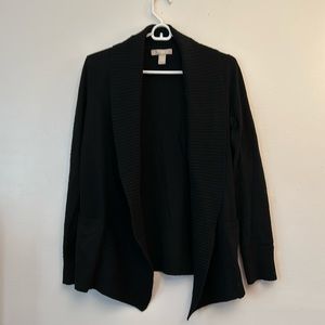 Black Cashmere/Wool Open-Front Cardigan